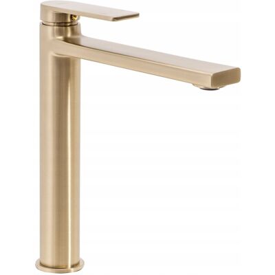 Bateria Umywalkowa Stojąca Wysoka Złota Szczotkowana Nablatowa REA Verso Bateria Umywalkowa Stojąca Wysoka Złota Szczotkowana Nablatowa REA Verso
