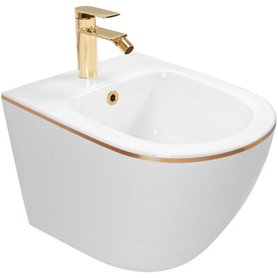 Bidet Rea CARLO Mini White Gold Edge Bidet Rea CARLO Mini White Gold Edge