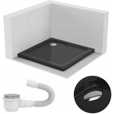 SEVANTE BRODZIK PRYSZNICOWY KWADRATOWY 80x80 SLIM NISKI 5 CM CZARNY BLACK SYFON SEVANTE BRODZIK PRYSZNICOWY KWADRATOWY 80x80 SLIM NISKI 5 CM CZARNY BLACK SYFON