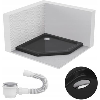 SEVANTE BRODZIK PRYSZNICOWY PIĘCIOKĄTNY 80x80 SLIM NISKI 5 CM CZARNY BLACK SYFON SEVANTE BRODZIK PRYSZNICOWY PIĘCIOKĄTNY 80x80 SLIM NISKI 5 CM CZARNY BLACK SYFON