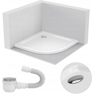 SEVANTE BRODZIK PRYSZNICOWY PÓŁOKRĄGŁY 100x100 SLIM NISKI 5 CM BIAŁY WHITE SYFON SEVANTE BRODZIK PRYSZNICOWY PÓŁOKRĄGŁY 100x100 SLIM NISKI 5 CM BIAŁY WHITE SYFON