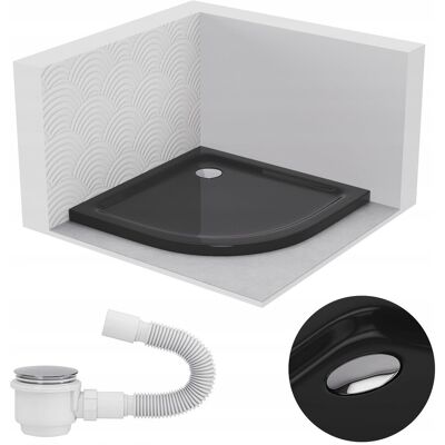 SEVANTE BRODZIK PRYSZNICOWY PÓŁOKRĄGŁY 80x80 SLIM NISKI 5 CM CZARNY BLACK SYFON SEVANTE BRODZIK PRYSZNICOWY PÓŁOKRĄGŁY 80x80 SLIM NISKI 5 CM CZARNY BLACK SYFON