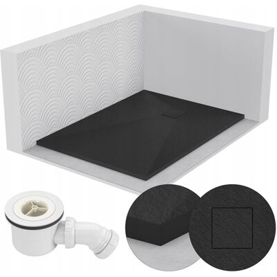 SEVANTE Brodzik Prysznicowy Prostokątny 90X70 Kamienny Stone 2,6 Cm Czarny + Syfon SEVANTE Brodzik Prysznicowy Prostokątny 90X70 Kamienny Stone 2,6 Cm Czarny + Syfon
