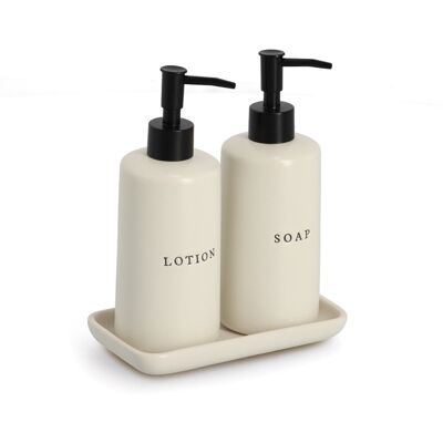Zeller Ceramiczne dozowniki do mydła i lotionu BATH STYLE, 3 elementy Zeller Ceramiczne dozowniki do mydła i lotionu BATH STYLE, 3 elementy