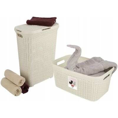 KADAX Curver Kosz Na Pranie Bieliznę 40+45l Rattan Krem KADAX Curver Kosz Na Pranie Bieliznę 40+45l Rattan Krem