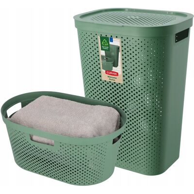 KADAX Curver Kosz Na Pranie Bieliznę 60+40l Zielony KADAX Curver Kosz Na Pranie Bieliznę 60+40l Zielony