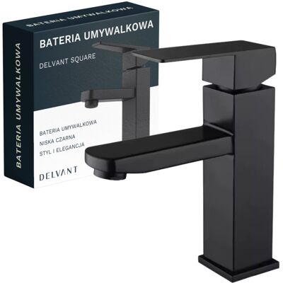 DELVANT SQUARE Bateria umywalkowa łazienkowa stojąca niska czarna DELVANT SQUARE Bateria umywalkowa łazienkowa stojąca niska czarna