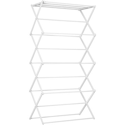 HOMCOM Składana suszarka na ubrania 8-poziomowa, suszarka wieżowa, metalowa, plastikowa, biała, 74 x 35 x 144 cm HOMCOM Składana suszarka na ubrania 8-poziomowa, suszarka wieżowa, metalowa, plastikowa, biała, 74 x 35 x 144 cm