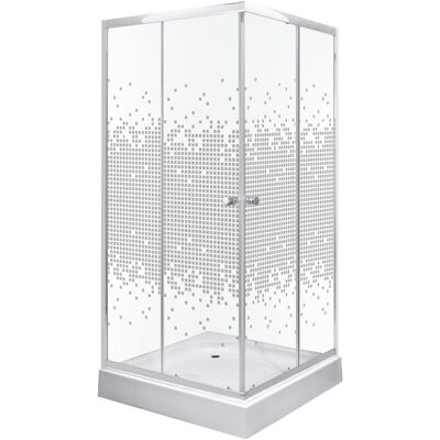 Kerra Kabina natryskowa 80×80×195 cm / 4 mm z brodzikiem, szyba transparentna z dekorem , chrom Pixel SQ WH Kerra Kabina natryskowa 80×80×195 cm / 4 mm z brodzikiem, szyba transparentna z dekorem , chrom Pixel SQ WH