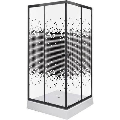 Kerra Kabina natryskowa 90×90×195 cm / 4 mm z brodzikiem, szyba transparentna z dekorem , czarna Pixel SQ BL Kerra Kabina natryskowa 90×90×195 cm / 4 mm z brodzikiem, szyba transparentna z dekorem , czarna Pixel SQ BL