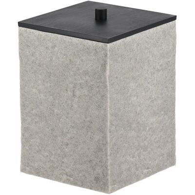 TENDANCE Kosz łazienkowy Nuva 8 l szary z efektem kamienia i bambusową pokrywą 28 cm TENDANCE Kosz łazienkowy Nuva 8 l szary z efektem kamienia i bambusową pokrywą 28 cm