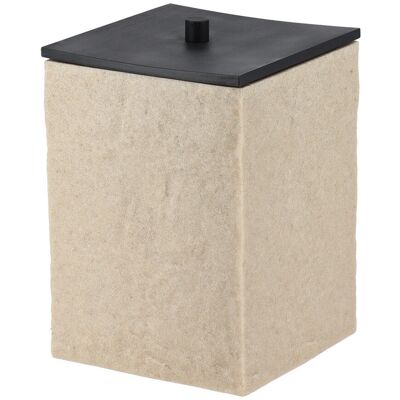 TENDANCE Kosz łazienkowy Nuva 8L beżowy z pokrywą bambusową struktura kamienia matowy 28x19x19 cm TENDANCE Kosz łazienkowy Nuva 8L beżowy z pokrywą bambusową struktura kamienia matowy 28x19x19 cm