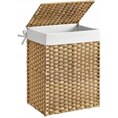 songmics Kosz Na Pranie Ręcznie Tkany Z Rattanu 90l Organizer Na Pranie Z Pokrywą songmics Kosz Na Pranie Ręcznie Tkany Z Rattanu 90l Organizer Na Pranie Z Pokrywą