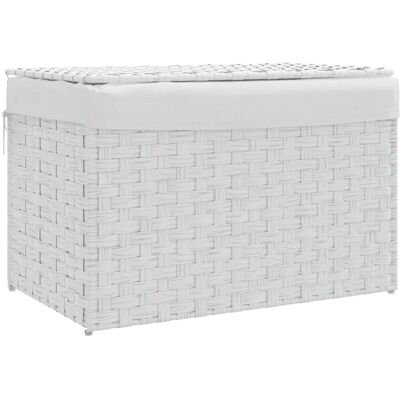 VMP Kosz na pranie, z pokrywą, biały, 55,5x35x34 cm, polirattan VMP Kosz na pranie, z pokrywą, biały, 55,5x35x34 cm, polirattan