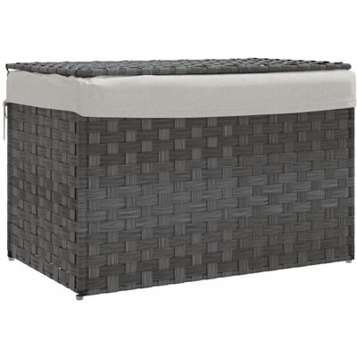 VMP Kosz na pranie, z pokrywą, szary, 55,5x35x34 cm, polirattan VMP Kosz na pranie, z pokrywą, szary, 55,5x35x34 cm, polirattan