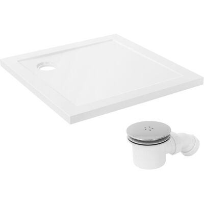 LuxeBath Brodzik prysznicowy 80x80 cm bialy z syfonem, kompletny zestaw, kwadratowa taca prysznicowa h 40 mm z SMC, wysoki polysk, 3 opcje montazu, .. LuxeBath Brodzik prysznicowy 80x80 cm bialy z syfonem, kompletny zestaw, kwadratowa taca prysznicowa h 40 mm z SMC, wysoki polysk, 3 opcje montazu, ..