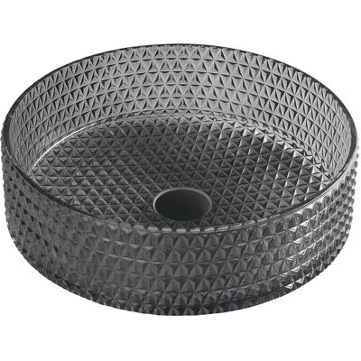 Sapho MARAGUA grawerowana szklana umywalka nablatowa Ø 39,5cm, czarny Sapho MARAGUA grawerowana szklana umywalka nablatowa Ø 39,5cm, czarny