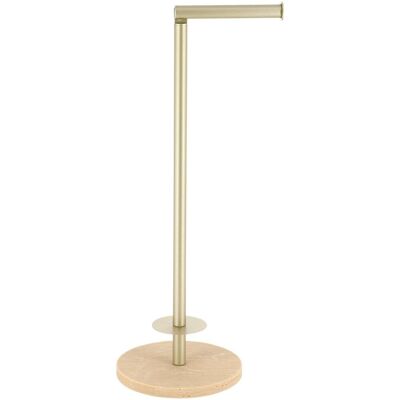 TENDANCE Metalowy stojak na papier toaletowy złoty z podstawą z żywicy trawertyn 68,5 cm TENDANCE Metalowy stojak na papier toaletowy złoty z podstawą z żywicy trawertyn 68,5 cm