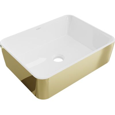 Mexen Catia umywalka nablatowa 48 x 37 cm, biała/złota - 21314806 Mexen Catia umywalka nablatowa 48 x 37 cm, biała/złota - 21314806