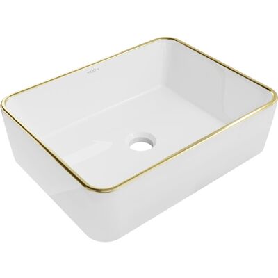 Mexen Catia umywalka nablatowa 48 x 37 cm, biała/złota rant - 21314805 Mexen Catia umywalka nablatowa 48 x 37 cm, biała/złota rant - 21314805