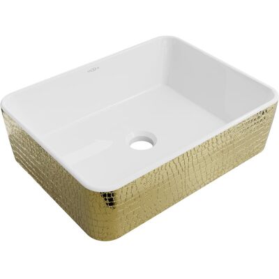 Mexen Catia umywalka nablatowa 48 x 38 cm, biała/złota wzór łuski - 21314808 Mexen Catia umywalka nablatowa 48 x 38 cm, biała/złota wzór łuski - 21314808