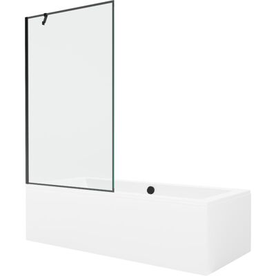 Mexen Cube wanna prostokątna 170 x 80 cm z obudową i parawanem 1-skrzydłowym 100 cm, czarny wzór Mexen Cube wanna prostokątna 170 x 80 cm z obudową i parawanem 1-skrzydłowym 100 cm, czarny wzór
