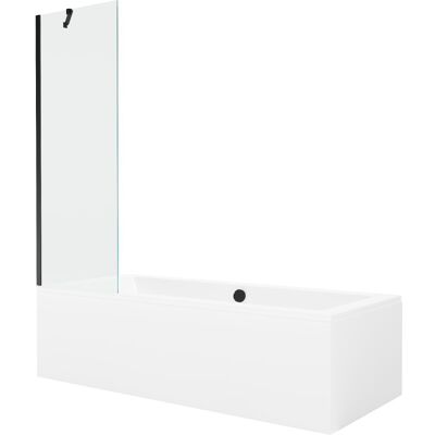 Mexen Cube wanna prostokątna 170 x 80 cm z obudową i parawanem 1-skrzydłowym 60 cm, transparent, czarny Mexen Cube wanna prostokątna 170 x 80 cm z obudową i parawanem 1-skrzydłowym 60 cm, transparent, czarny