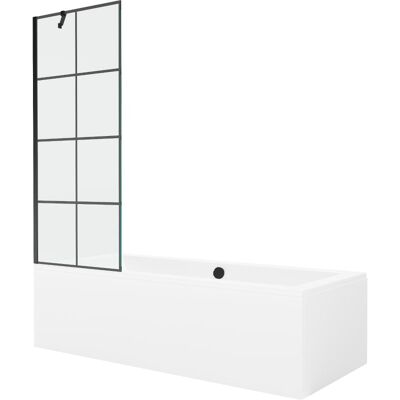Mexen Cube wanna prostokątna 170 x 80 cm z obudową i parawanem 1-skrzydłowym 70 cm, czarny wzór Mexen Cube wanna prostokątna 170 x 80 cm z obudową i parawanem 1-skrzydłowym 70 cm, czarny wzór