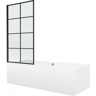 Mexen Cube wanna prostokątna 170 x 80 cm z obudową i parawanem 1-skrzydłowym 80 cm, czarny wzór fix Mexen Cube wanna prostokątna 170 x 80 cm z obudową i parawanem 1-skrzydłowym 80 cm, czarny wzór fix