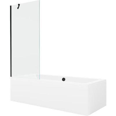 Mexen Cube wanna prostokątna 170 x 80 cm z obudową i parawanem 1-skrzydłowym 80 cm, transparent, czarny Mexen Cube wanna prostokątna 170 x 80 cm z obudową i parawanem 1-skrzydłowym 80 cm, transparent, czarny
