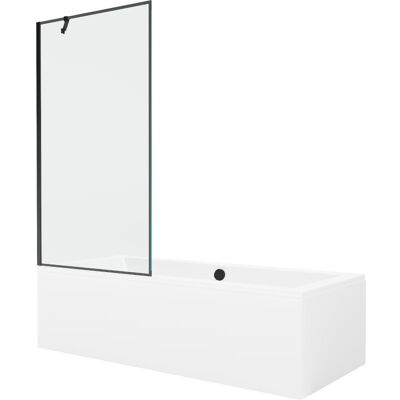 Mexen Cube wanna prostokątna 170 x 80 cm z obudową i parawanem 1-skrzydłowym 90 cm, czarny wzór Mexen Cube wanna prostokątna 170 x 80 cm z obudową i parawanem 1-skrzydłowym 90 cm, czarny wzór