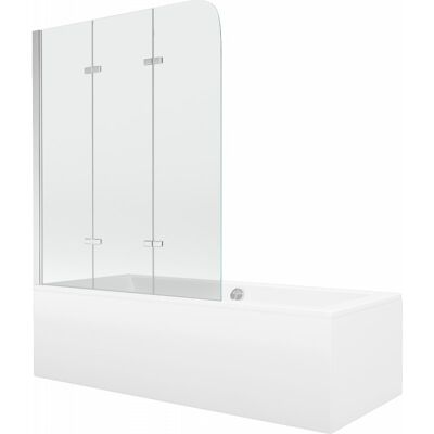 Mexen Cube wanna prostokątna 170 x 80 cm z obudową i parawanem 3-skrzydłowym 120 cm, transparent, chrom Mexen Cube wanna prostokątna 170 x 80 cm z obudową i parawanem 3-skrzydłowym 120 cm, transparent, chrom