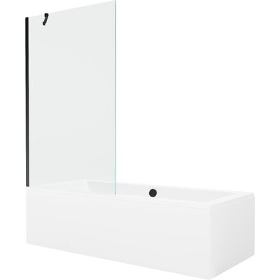 Mexen Cube wanna prostokątna 180 x 80 cm z obudową i parawanem 1-skrzydłowym 100 cm, transparent, czarny Mexen Cube wanna prostokątna 180 x 80 cm z obudową i parawanem 1-skrzydłowym 100 cm, transparent, czarny