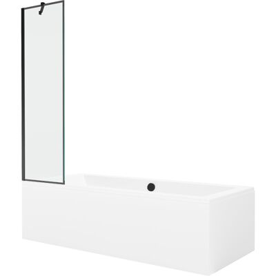 Mexen Cube wanna prostokątna 180 x 80 cm z obudową i parawanem 1-skrzydłowym 50 cm, czarny wzór Mexen Cube wanna prostokątna 180 x 80 cm z obudową i parawanem 1-skrzydłowym 50 cm, czarny wzór