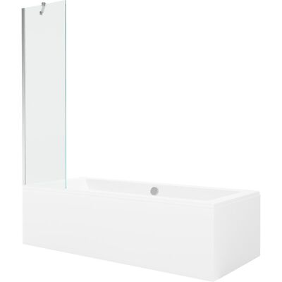 Mexen Cube wanna prostokątna 180 x 80 cm z obudową i parawanem 1-skrzydłowym 50 cm, transparent, chrom Mexen Cube wanna prostokątna 180 x 80 cm z obudową i parawanem 1-skrzydłowym 50 cm, transparent, chrom