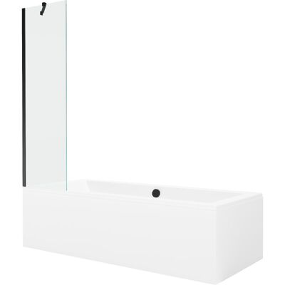 Mexen Cube wanna prostokątna 180 x 80 cm z obudową i parawanem 1-skrzydłowym 50 cm, transparent, czarny Mexen Cube wanna prostokątna 180 x 80 cm z obudową i parawanem 1-skrzydłowym 50 cm, transparent, czarny