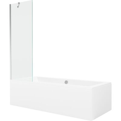 Mexen Cube wanna prostokątna 180 x 80 cm z obudową i parawanem 1-skrzydłowym 60 cm, transparent, chrom Mexen Cube wanna prostokątna 180 x 80 cm z obudową i parawanem 1-skrzydłowym 60 cm, transparent, chrom