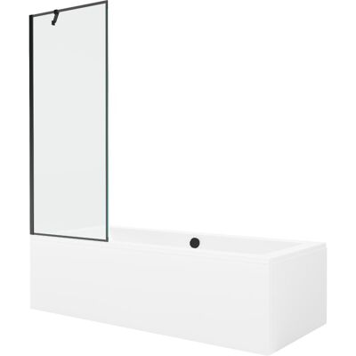 Mexen Cube wanna prostokątna 180 x 80 cm z obudową i parawanem 1-skrzydłowym 70 cm, czarny wzór Mexen Cube wanna prostokątna 180 x 80 cm z obudową i parawanem 1-skrzydłowym 70 cm, czarny wzór
