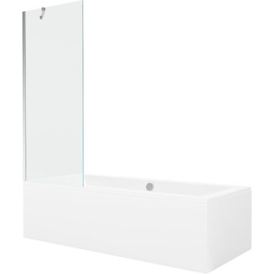 Mexen Cube wanna prostokątna 180 x 80 cm z obudową i parawanem 1-skrzydłowym 70 cm, transparent, chrom Mexen Cube wanna prostokątna 180 x 80 cm z obudową i parawanem 1-skrzydłowym 70 cm, transparent, chrom