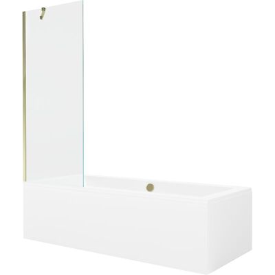 Mexen Cube wanna prostokątna 180 x 80 cm z obudową i parawanem 1-skrzydłowym 70 cm, transparent, złoty Mexen Cube wanna prostokątna 180 x 80 cm z obudową i parawanem 1-skrzydłowym 70 cm, transparent, złoty
