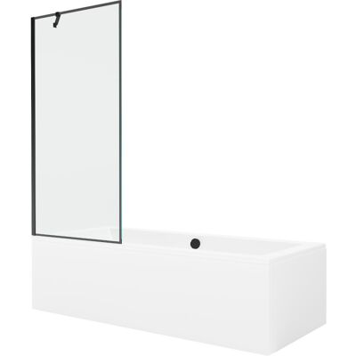 Mexen Cube wanna prostokątna 180 x 80 cm z obudową i parawanem 1-skrzydłowym 80 cm, czarny wzór Mexen Cube wanna prostokątna 180 x 80 cm z obudową i parawanem 1-skrzydłowym 80 cm, czarny wzór