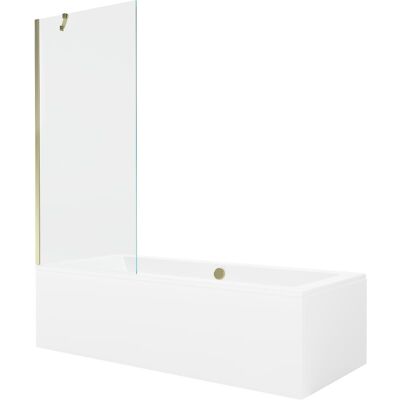 Mexen Cube wanna prostokątna 180 x 80 cm z obudową i parawanem 1-skrzydłowym 80 cm, transparent, złoty Mexen Cube wanna prostokątna 180 x 80 cm z obudową i parawanem 1-skrzydłowym 80 cm, transparent, złoty