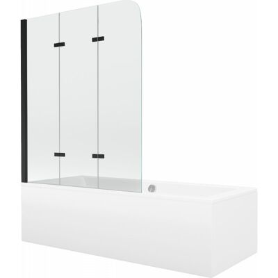 Mexen Cube wanna prostokątna 180 x 80 cm z obudową i parawanem 3-skrzydłowym 120 cm, transparent, czarny Mexen Cube wanna prostokątna 180 x 80 cm z obudową i parawanem 3-skrzydłowym 120 cm, transparent, czarny