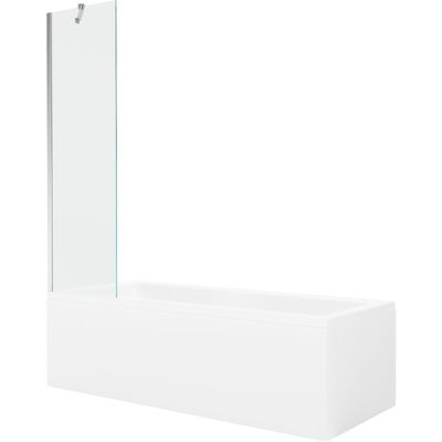 Mexen Cubik wanna prostokątna 150 x 70 cm z obudową i parawanem 1-skrzydłowym 50 cm, transparent, chrom Mexen Cubik wanna prostokątna 150 x 70 cm z obudową i parawanem 1-skrzydłowym 50 cm, transparent, chrom