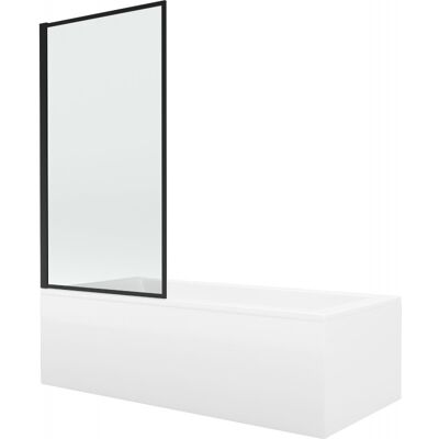 Mexen Cubik wanna prostokątna 150 x 70 cm z obudową i parawanem 1-skrzydłowym 70 cm, czarny wzór fix Mexen Cubik wanna prostokątna 150 x 70 cm z obudową i parawanem 1-skrzydłowym 70 cm, czarny wzór fix