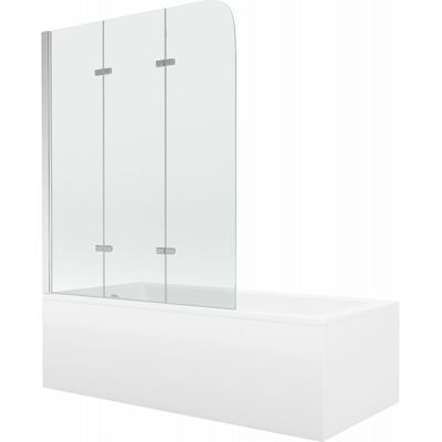 Mexen Cubik wanna prostokątna 150 x 70 cm z obudową i parawanem 3-skrzydłowym 120 cm, transparent, chrom Mexen Cubik wanna prostokątna 150 x 70 cm z obudową i parawanem 3-skrzydłowym 120 cm, transparent, chrom