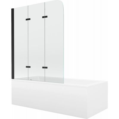 Mexen Cubik wanna prostokątna 150 x 70 cm z obudową i parawanem 3-skrzydłowym 120 cm, transparent, czarny Mexen Cubik wanna prostokątna 150 x 70 cm z obudową i parawanem 3-skrzydłowym 120 cm, transparent, czarny