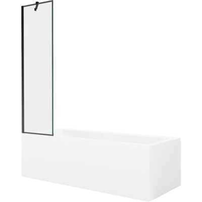 Mexen Cubik wanna prostokątna 160 x 70 cm z obudową i parawanem 1-skrzydłowym 50 cm, czarny wzór Mexen Cubik wanna prostokątna 160 x 70 cm z obudową i parawanem 1-skrzydłowym 50 cm, czarny wzór