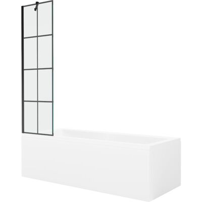 Mexen Cubik wanna prostokątna 160 x 70 cm z obudową i parawanem 1-skrzydłowym 50 cm, czarny wzór Mexen Cubik wanna prostokątna 160 x 70 cm z obudową i parawanem 1-skrzydłowym 50 cm, czarny wzór