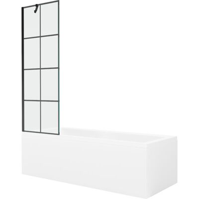 Mexen Cubik wanna prostokątna 160 x 70 cm z obudową i parawanem 1-skrzydłowym 60 cm, czarny wzór Mexen Cubik wanna prostokątna 160 x 70 cm z obudową i parawanem 1-skrzydłowym 60 cm, czarny wzór